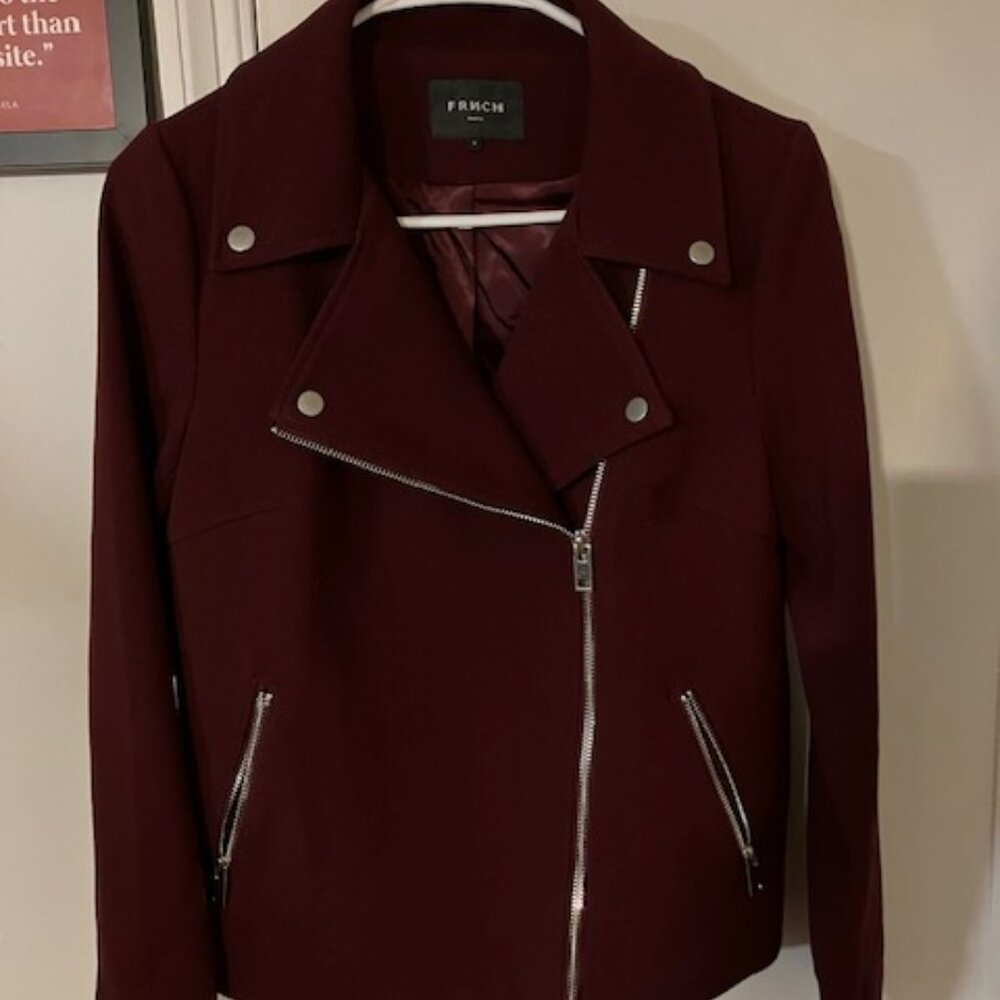 FRNCH Maroon Biker Jacket- Size small
